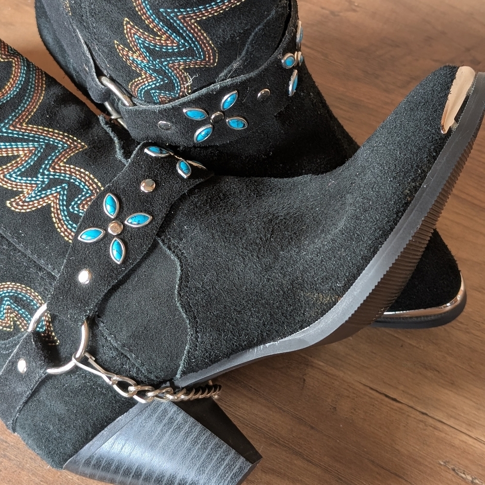 Black And Turquoise Dingo Women's Western Boots 6.5 - Picture 5 of 9